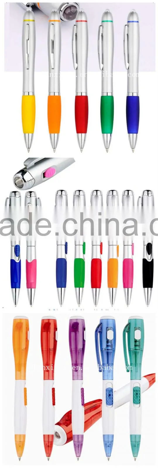Custom 3 in 1 ball pen, led light pen, stylus touch pen