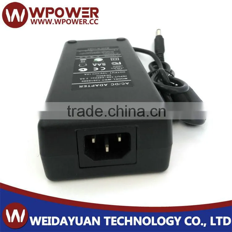 C6 C8 C14 coupler UK CE US AU plug CE FCC C-tick SAA RoHS UL certificates ul 120W 12v 10a power supply adapter