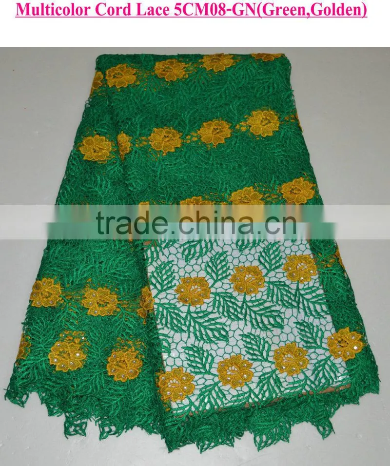 2015 new fashion lady dress nigeria heavy cord lace spangles lace for party dress