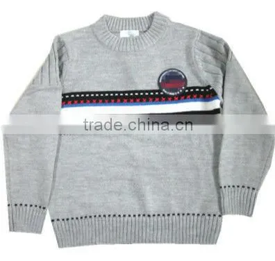 light grey heather high quality pullover children knit sweater