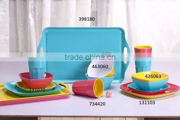 Fashionable design melamine square solid color dinnerware sets