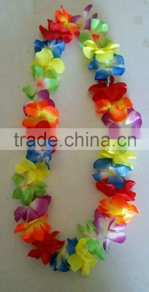 4 LED Light Up Flashing LEI Hawaiian Necklace Rave Party Blinking Floral Flower