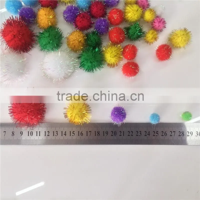 Factory supply DIY crafts polypropylene glitter pompoms suits toys for kids or wedding party decoration