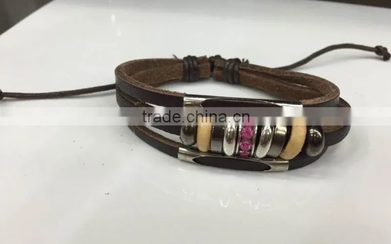 2015 cheap high quality customized multicolor evil eye bracelet evil eye bead beaded wrap leather bracelet