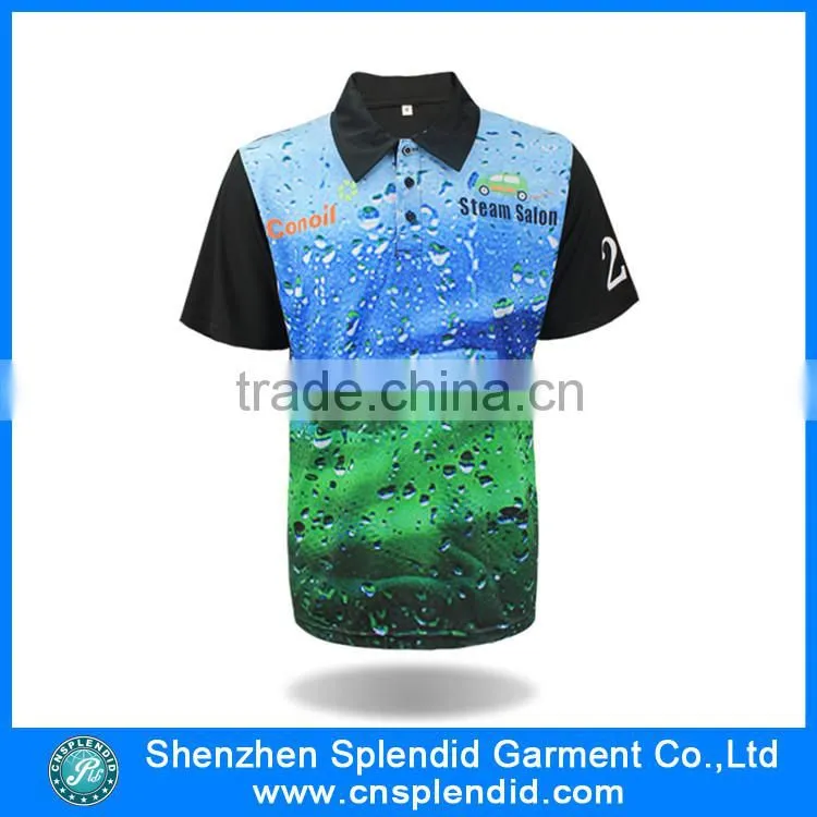 2015 new coming pattern design sublimated 100% polyester sports polo t-shirt small order