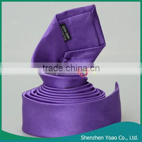 5 * 145cm Delicate Pure Color Ties Silk Dark Purple