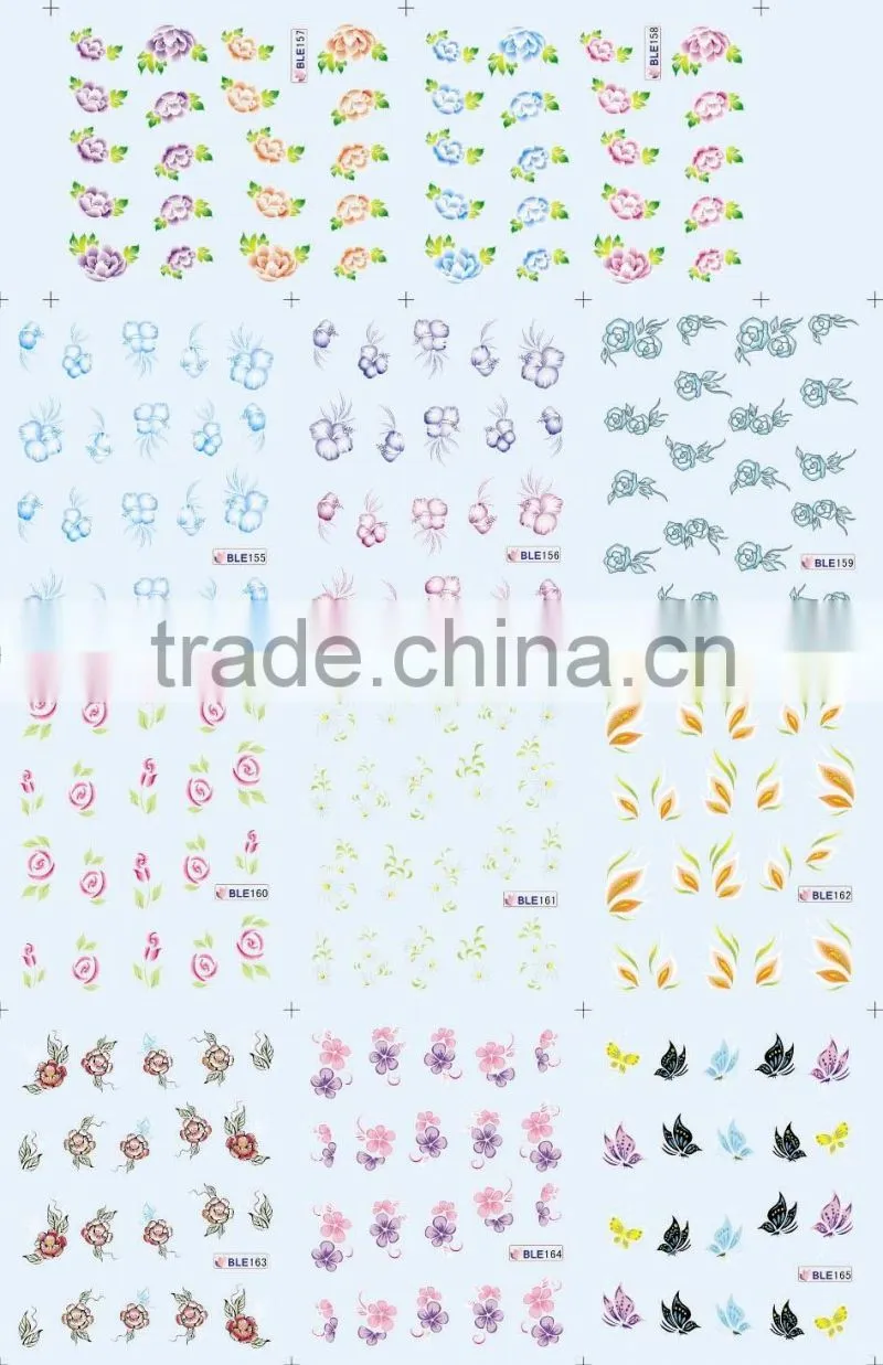 Most popular cheap water transfer printing BLE nail sticker for sale 2015