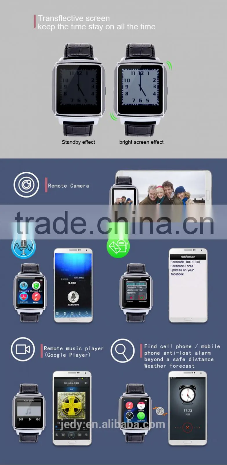 BTW-W03 Smart watch with heart rate monitor Free-scale Sync android and ios Capacitive Touch screen 1.6 inch OLED 240*240 pixel