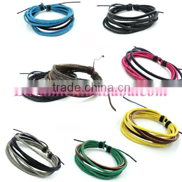 Wholesale new design Cotton cord Bracelet leather bracelet