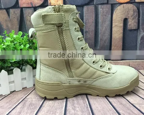 Leather fashion army man police combat black tactical boots