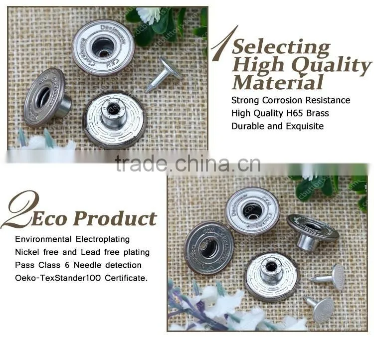 Round Shape custom jeans buttons for apparel button maker