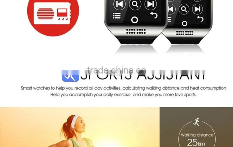 with Touch Screen camera TF card Bluetooth smart watch apro for Android and IOS Phone 2016 Q18 SmartWatch
