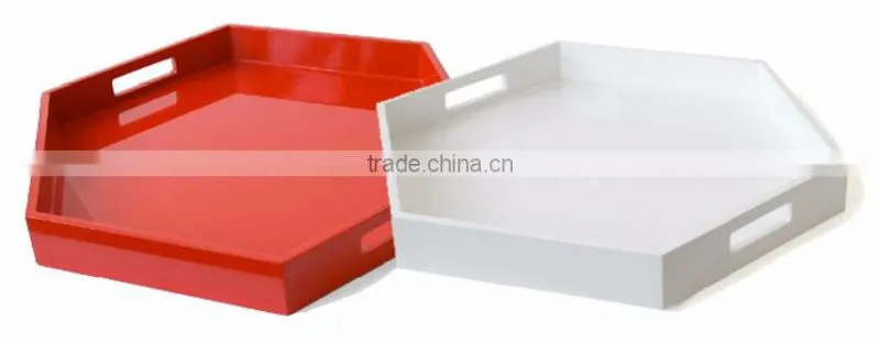 High quality rectangular silver lacquer serving wood tray