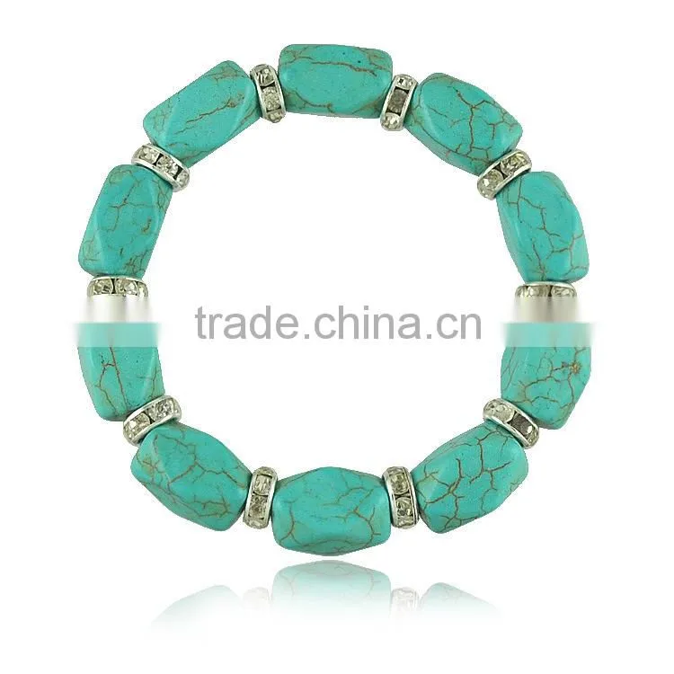 turquoise string mens charm bead bracelet, italian bead bracelet