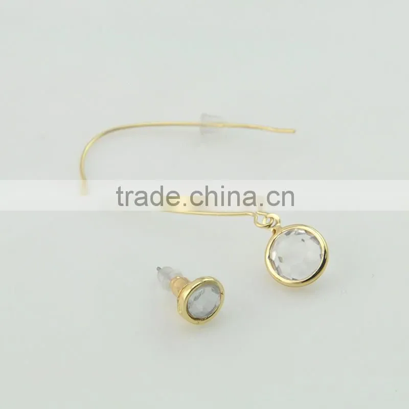 Special Asymmetric Jewelry Rhinestone Gold Earrings Design For Girl