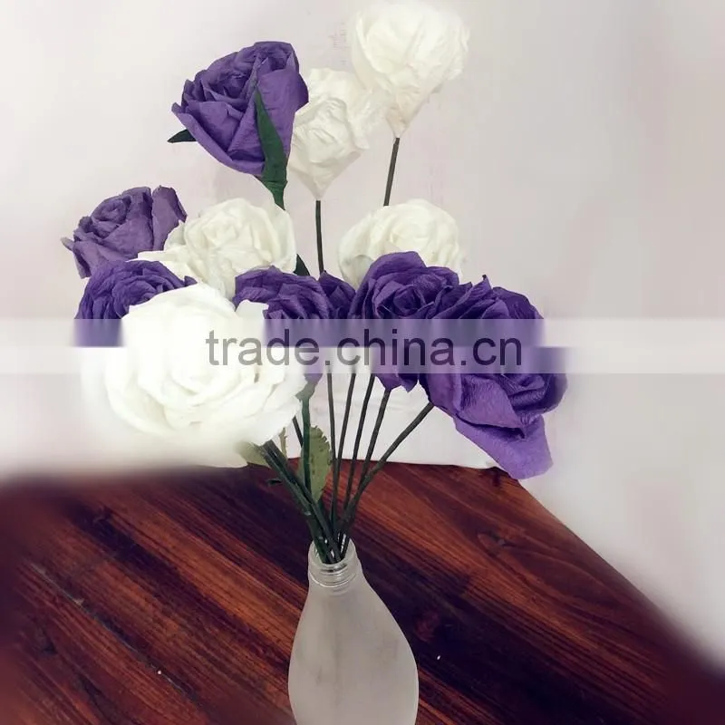 craft crepe paper flower, purple crepe paper flower, wedding decoration flower