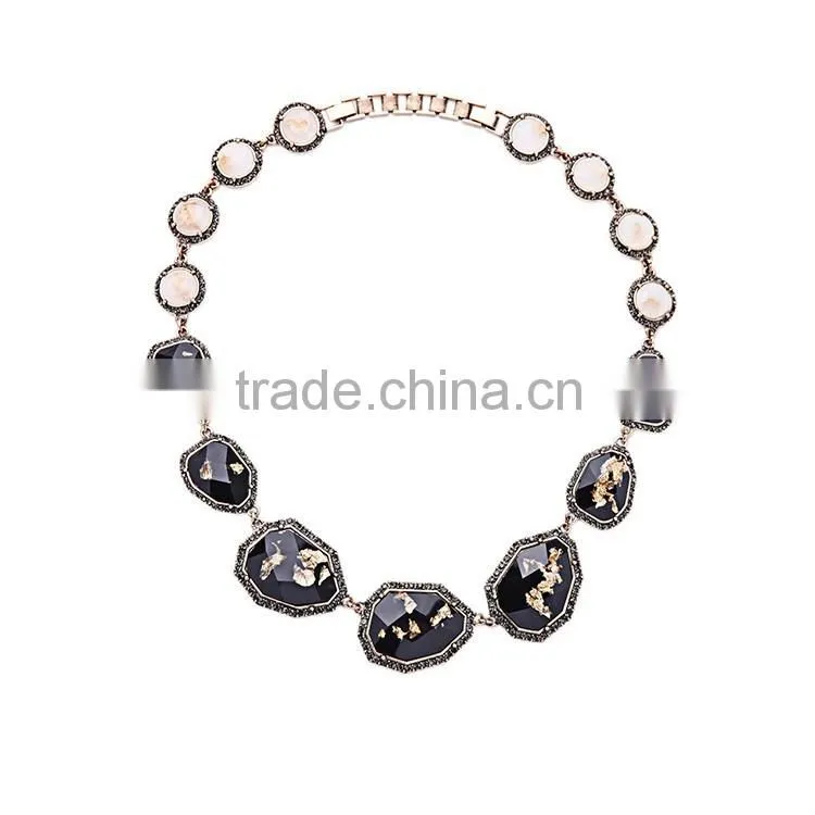 OEM/ODM Factory Direct Sale 2016 Latest Fashion Style Big Black Stone Beaded Necklace