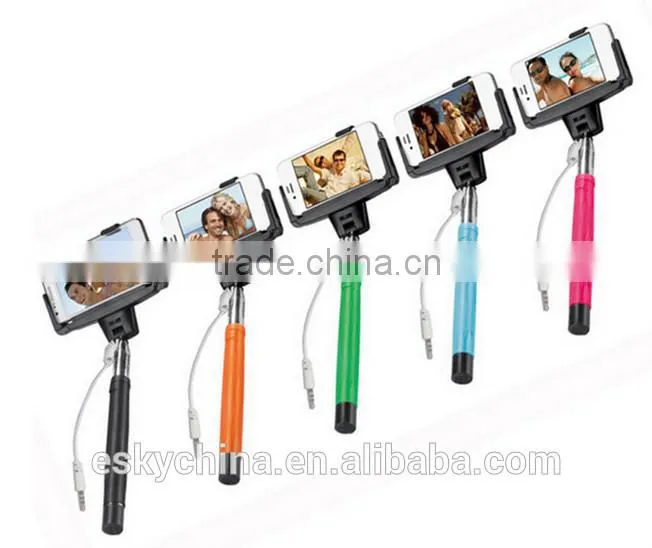 2016 BEST SELLING in China happy travel tourism D09Plus Cable Take Pole Extensible Selfie Stick Handheld Monopod With Mirror