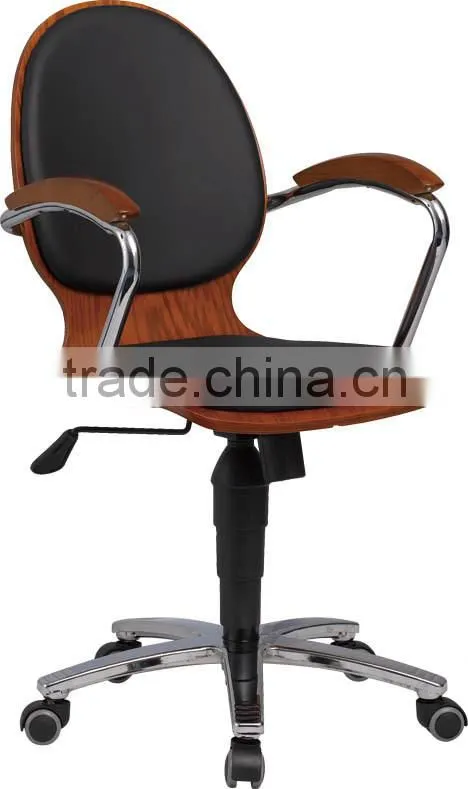 customise color bentwood pvc with solid wood arm meeting chrome office Chair Conference swivel Chair B21-Y08