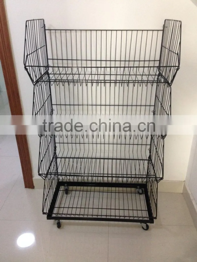 RH-BR01 White Color Light Dusty Stackable Basket Rack,Stacking Wire Basket