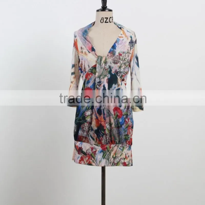2016 summer dress for mature woman sexy v neck dress batwing sleeve custom design