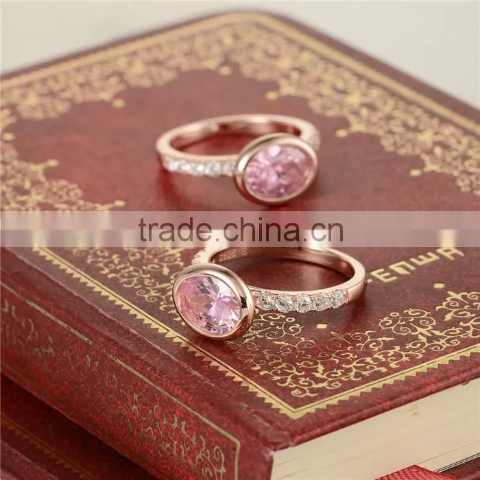 Gold Plated Single Stone 925 Silver Ring Designs With Gemstone