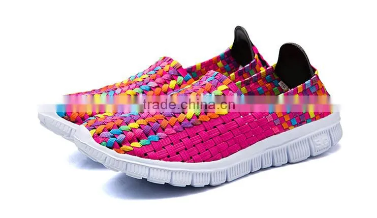 Fashion woven elastic comforable handmade shoe sport shoe