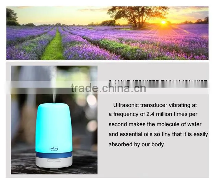 COLOR+ AROMISTER Ultrasonic Aroma Diffuser,electric aromatherapy nebulizer w/timer, 7-color LED & silicone band