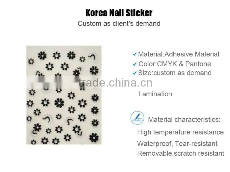 Popular Korea Heat Transfer 3d Nail Sticker Printing