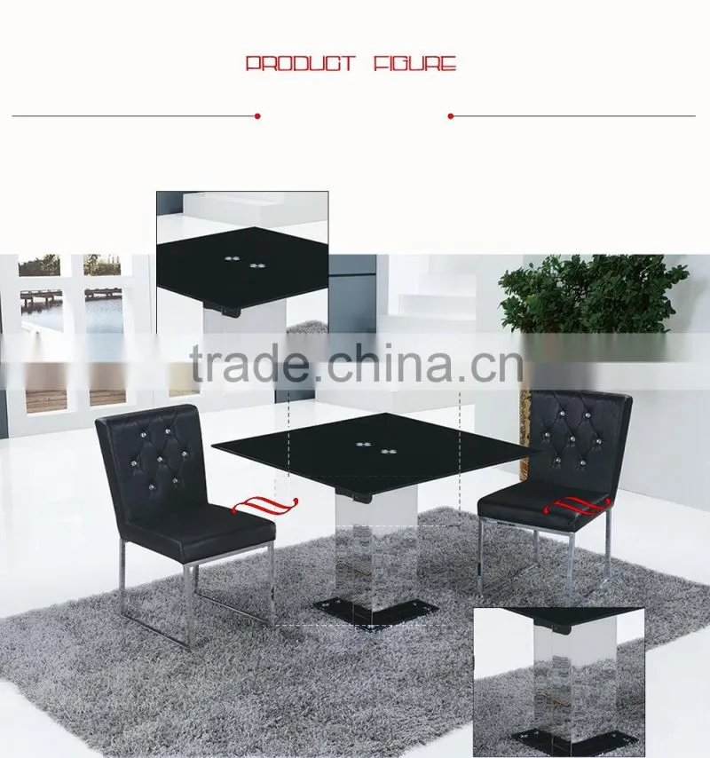 Modern Design Home Furniture Dining Table Glass Top Metal Legs