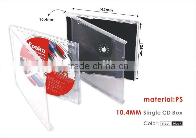 10.4MM Clear / Black Colors Single PS CD Box/CD Case/CD Sleeve