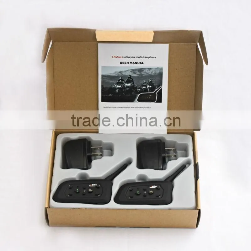 Topsale bluetooth intercom headset for helmet supporting 6 riders