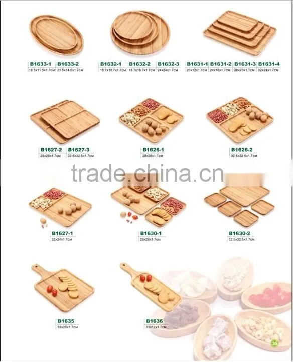 Bamboo square plate,wooden compartment tray for sale