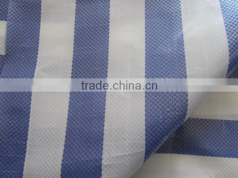 black and white striped color new material pe tarpaulin sheeting 12'ftx15ft