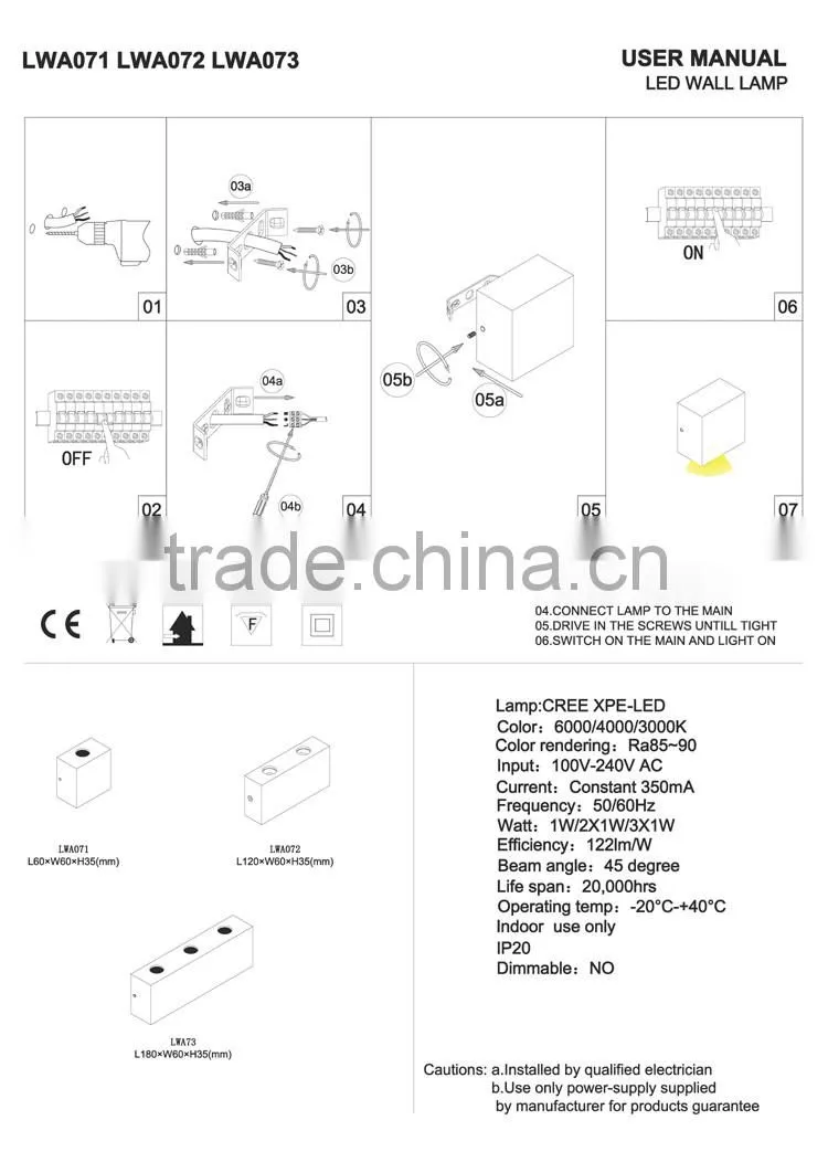 2w led decorative wall light indoor/led wall lamp