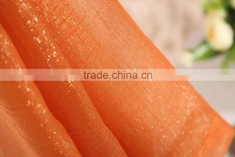 100% polyester fabric gold and silver metallic yarn voile sheer eyelet curtain drapes
