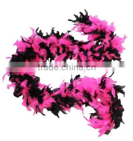 Turkey Chandelle Feather Boas -party decoration two tone mixed(Black/Hot Pink )