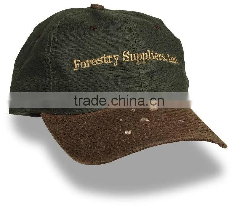 Custom Embroidery Waterproof Waxed Canvas Baseball Cap