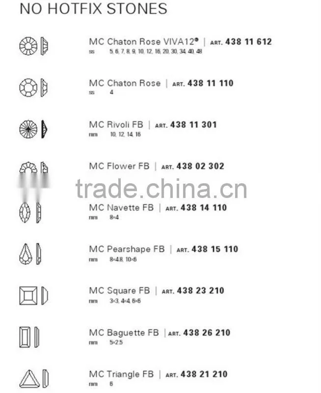 Origianl Preciosa Flat Back Crystal rhinestones