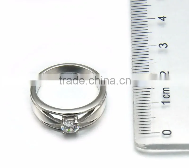 Wholesale Luxury Wedding Stainless Steel Simple Silver Ring Design Diamond Women Jewelry