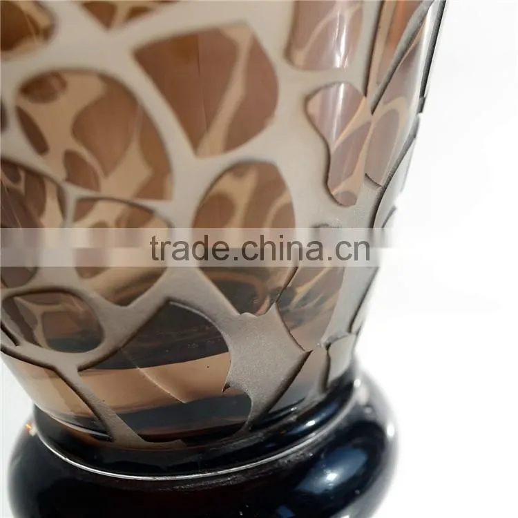 Different Design Handmade Art Wedding Decoration Flower Arrangement ,Tall Frosting Glass Vase