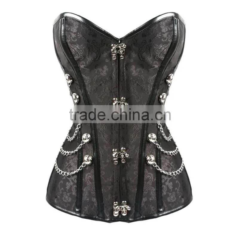 waist slimming steel bone corset in black