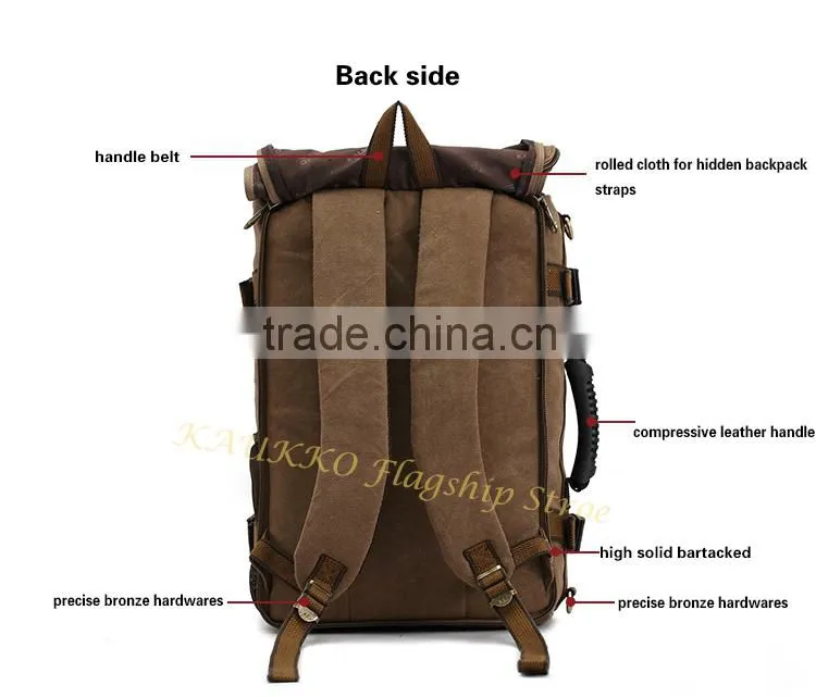 Outdoor Hiking backpack canvas vintage daypack for Travel