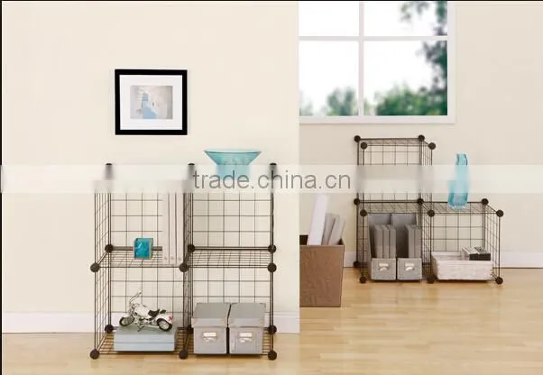 WHITE KIDS BEDROOM WHITE WIRE CUBE STORAGE UNIT SHOE CLOTHES STORE RACK (FH-ALW0030)
