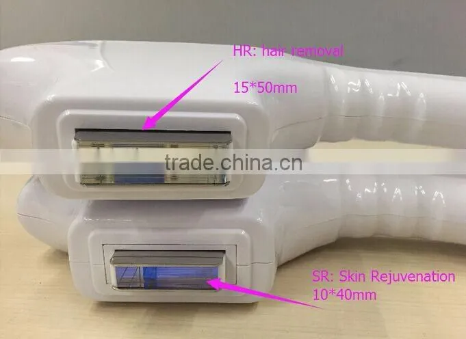 Hair removal and skin rejuvenation machine , double handle piece,shr+elight+ipl