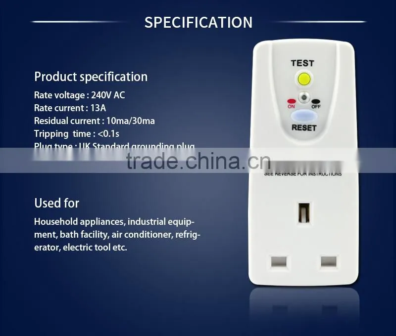 shenzhen electric appliance electrical multi socket plug alci gfci prcd 3-way plug /socket