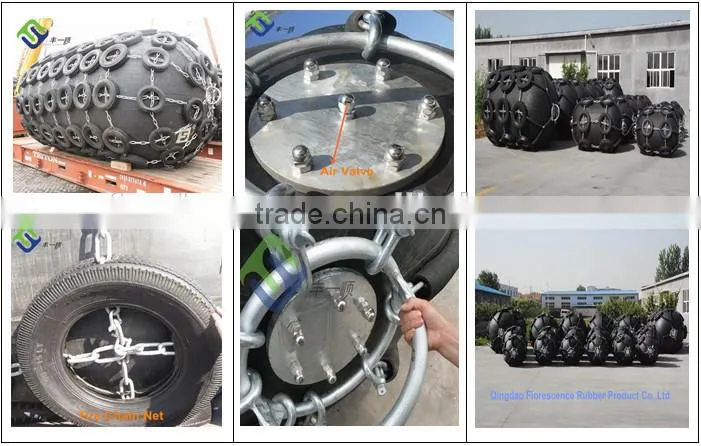 Pneumatic Ship Rubber Fenders with chain and tire net