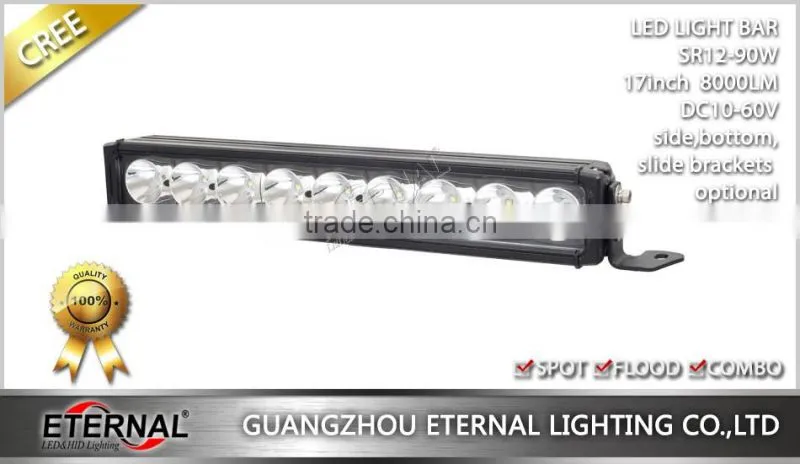 17in 90W high power single row light bar for automotive 4x4 ATV motorcycle UTV SUV Raptor F250 bumper bullbar