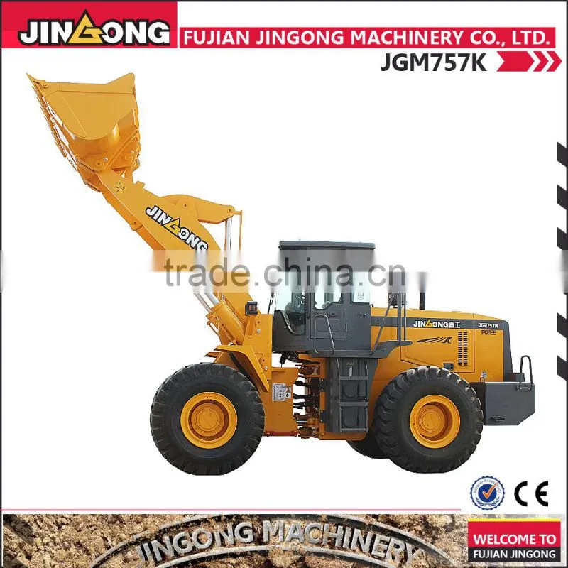 Earthmoving Equipment 5 Ton Front Loader JINGONG Wheel Loader JGM757K
