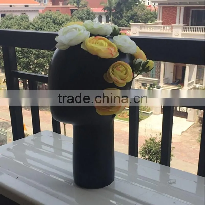 Modern home decoration head shape fiberglass flower vase